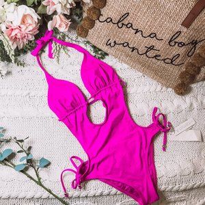 NWT Vitamin A Pink Halter Tie Side Monokini Small